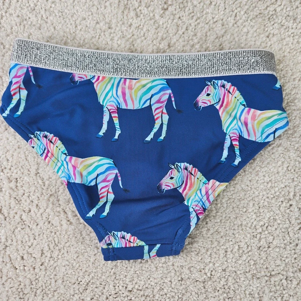 NWT's‎ Hatley Swim Bottoms Rainbow Zebra Print Sparkle Waistband Girls Size 3